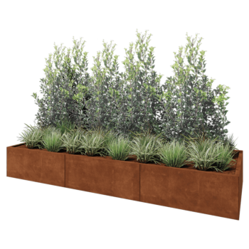 Kortena tērauda puķu kaste XXL - Taisnstūris - 300 x 100 x 40 cm - Bez pamatplates