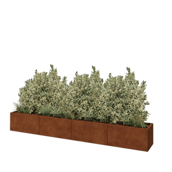 Kortena tērauda puķu kaste XXL - Taisnstūris - 320 x 40 x 40 cm - Ar pamatplati