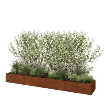 Kortena tērauda puķu kaste XXL - Taisnstūris - 320 x 50 x 30 cm - Ar pamatplati