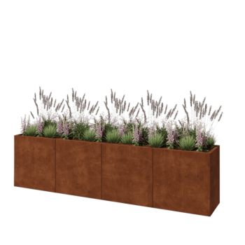 Kortena tērauda puķu kaste XXL - Taisnstūris - 320 x 50 x 80 cm - Ar pamatplati