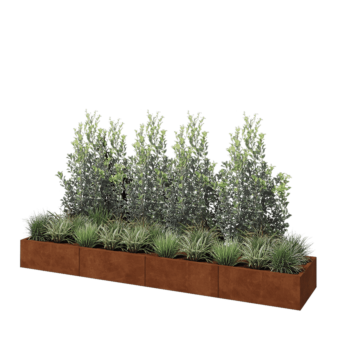 Kortena tērauda puķu kaste XXL - Taisnstūris - 320 x 60 x 30 cm - Bez pamatplates