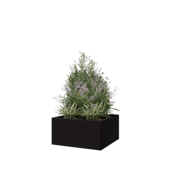 Tērauda puķu kaste - Kvadrāts - 60 x 60 x 30 cm - RAL9005 matēts (melns) - Ar pamatplati