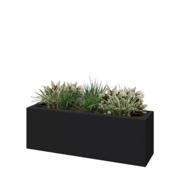 Stikla šķiedras puķu kaste - Taisnstūris - 120 x 30 x 40 cm - RAL7021 matēts (melns pelēks) - Ar dibenu