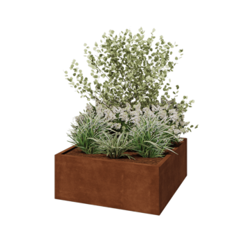 Kortena tērauda puķu kaste - Kvadrāts - 100 x 100 x 40 cm - Bez pamatplates