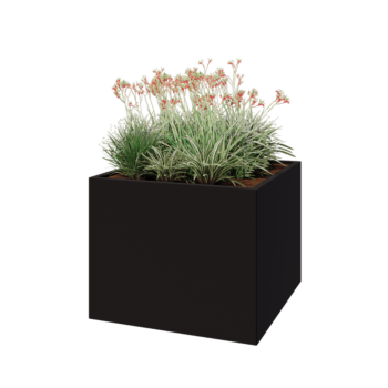 Tērauda puķu kaste - Kvadrāts - 100 x 100 x 80 cm - RAL9005 matēts (melns) - Bez pamatplates