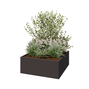 Tērauda puķu kaste - Kvadrāts - 100 x 100 x 40 cm - RAL7016 matēts (antracīta pelēks) - Bez pamatplates