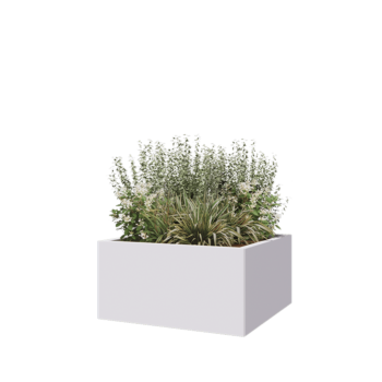 Tērauda puķu kaste - Kvadrāts - 80 x 80 x 40 cm - RAL9010 matēts (balts) - Ar pamatplati