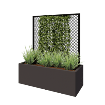 Tērauda kāpelēšanas augu režģis - 110 x 3 x 117,5 cm - RAL9005 matēts (melns) - Puķu kastei 50 cm