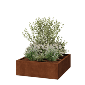 Kortena tērauda puķu kaste - Kvadrāts - 120 x 120 x 40 cm - Metināts - Bez pamatplates