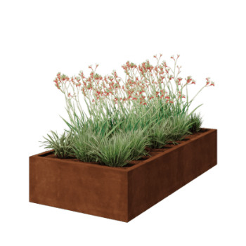 Kortena tērauda puķu kaste - Taisnstūris - 200 x 100 x 40 cm - Metināts - Bez pamatplates