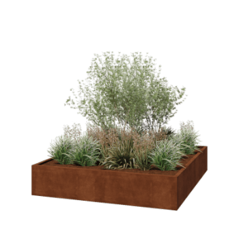 Kortena tērauda puķu kaste - Kvadrāts - 200 x 200 x 40 cm - Metināts - Bez pamatplates