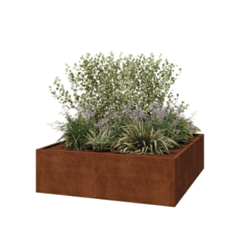 Kortena tērauda puķu kaste - Kvadrāts - 200 x 200 x 60 cm - Metināts - Bez pamatplates