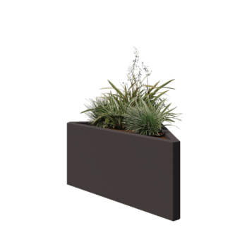 Tērauda puķu kaste - Trīsstūris Nevienāds - 83,9 x 46,4 x 40 cm - RAL7016 matēts (antracīta pelēks) - Bez pamatplates