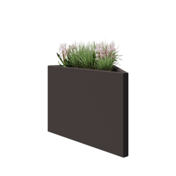 Tērauda puķu kaste - Trīsstūris Nevienāds - 83,9 x 46,4 x 60 cm - RAL7016 matēts (antracīta pelēks) - Bez pamatplates