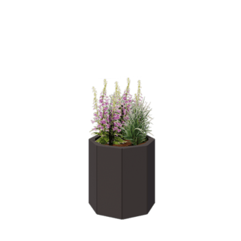 Tērauda puķu kaste - Astoņstūris - 48,3 x 48,3 x 50 cm - RAL7016 matēts (antracīta pelēks) - Ar pamatplati