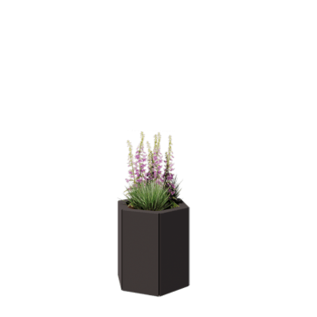 Tērauda puķu kaste - Sešstūris - 39,3 x 34,6 x 40 cm - RAL7016 matēts (antracīta pelēks) - Ar pamatplati