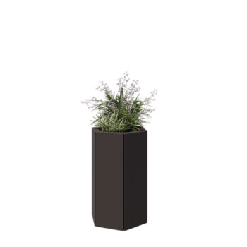 Tērauda puķu kaste - Sešstūris - 39,3 x 34,6 x 60 cm - RAL7016 matēts (antracīta pelēks) - Bez pamatplates