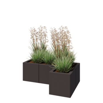 Tērauda puķu kaste - L-veida - 90 x 60 x 30 cm - Cita RAL krāsa - Ar pamatplati