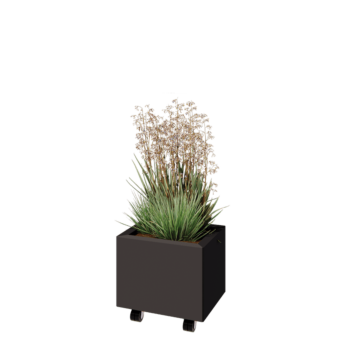 Tērauda puķu kaste - Taisnstūris - 40 x 30 x 30 cm - Cita RAL krāsa - Ar pamatplati - Ar riteņiem