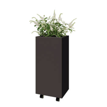 Tērauda puķu kaste - Taisnstūris - 40 x 30 x 80 cm - Cita RAL krāsa - Ar pamatplati - Ar riteņiem