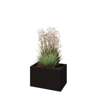 Tērauda puķu kaste - Taisnstūris - 50 x 30 x 30 cm - RAL9005 matēts (melns) - Ar pamatplati