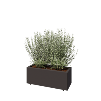 Tērauda puķu kaste - Taisnstūris - 80 x 30 x 30 cm - RAL7016 matēts (antracīta pelēks) - Ar pamatplati - Ar kājām