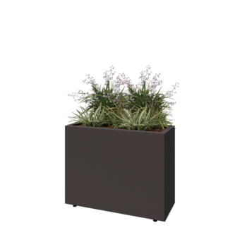 Tērauda puķu kaste - Taisnstūris - 80 x 30 x 60 cm - RAL7016 matēts (antracīta pelēks) - Ar pamatplati - Ar kājām