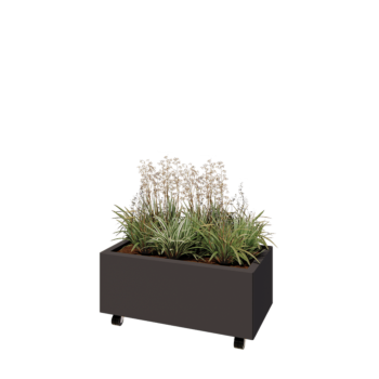 Tērauda puķu kaste - Taisnstūris - 80 x 40 x 30 cm - RAL7016 matēts (antracīta pelēks) - Ar pamatplati - Ar riteņiem