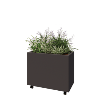 Tērauda puķu kaste - Taisnstūris - 80 x 40 x 60 cm - Cita RAL krāsa - Ar pamatplati - Ar riteņiem