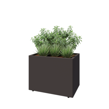 Tērauda puķu kaste - Taisnstūris - 80 x 50 x 60 cm - Cita RAL krāsa - Ar pamatplati - Ar kājām