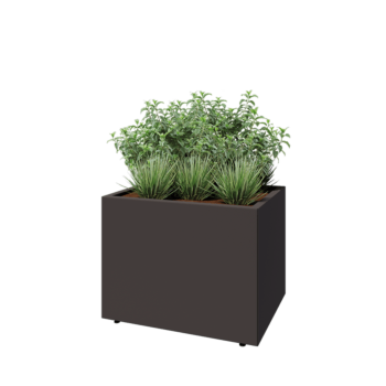 Tērauda puķu kaste - Taisnstūris - 80 x 60 x 60 cm - Cita RAL krāsa - Ar pamatplati - Ar kājām