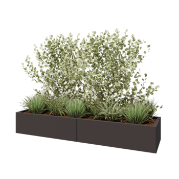 Tērauda puķu kaste XXL - Taisnstūris - 200 x 50 x 30 cm - Cita RAL krāsa - Ar pamatplati