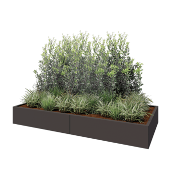 Tērauda puķu kaste XXL - Taisnstūris - 240 x 100 x 30 cm - Cita RAL krāsa - Ar pamatplati