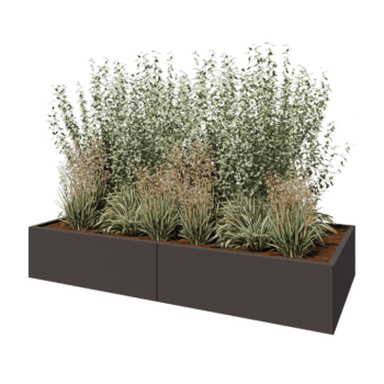 Tērauda puķu kaste XXL - Taisnstūris - 240 x 100 x 40 cm - Cita RAL krāsa - Ar pamatplati