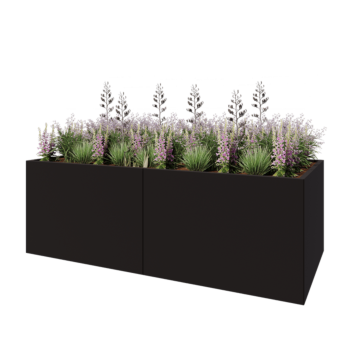 Tērauda puķu kaste XXL - Taisnstūris - 240 x 100 x 80 cm - RAL9005 matēts (melns) - Bez pamatplates