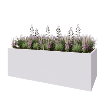 Tērauda puķu kaste XXL - Taisnstūris - 240 x 100 x 80 cm - RAL9010 matēts (balts) - Ar pamatplati