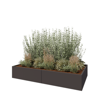 Tērauda puķu kaste XXL - Taisnstūris - 240 x 120 x 40 cm - RAL7016 matēts (antracīta pelēks) - Ar pamatplati