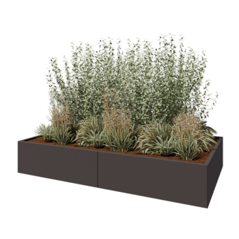 Tērauda puķu kaste XXL - Taisnstūris - 240 x 120 x 40 cm - Cita RAL krāsa - Bez pamatplates