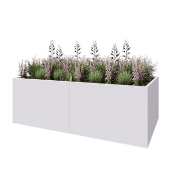 Tērauda puķu kaste XXL - Taisnstūris - 240 x 120 x 80 cm - RAL9010 matēts (balts) - Bez pamatplates