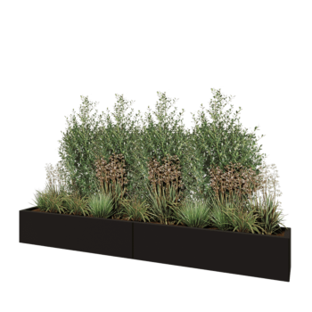 Tērauda puķu kaste XXL - Taisnstūris - 240 x 30 x 30 cm - RAL9005 matēts (melns) - Ar pamatplati