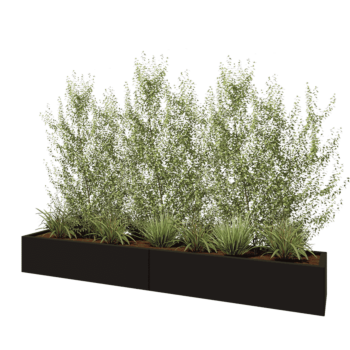 Tērauda puķu kaste XXL - Taisnstūris - 240 x 40 x 30 cm - RAL9005 matēts (melns) - Bez pamatplates