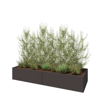 Tērauda puķu kaste XXL - Taisnstūris - 240 x 80 x 40 cm - RAL7016 matēts (antracīta pelēks) - Ar pamatplati