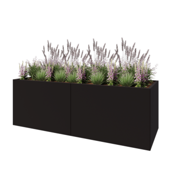 Tērauda puķu kaste XXL - Taisnstūris - 240 x 80 x 80 cm - RAL9005 matēts (melns) - Bez pamatplates