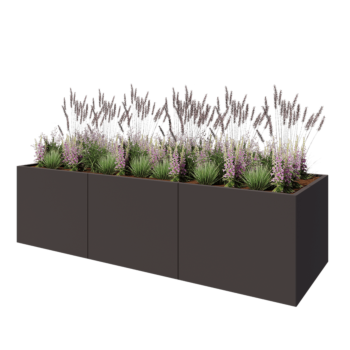 Tērauda puķu kaste XXL - Taisnstūris - 300 x 100 x 80 cm - Cita RAL krāsa - Ar pamatplati