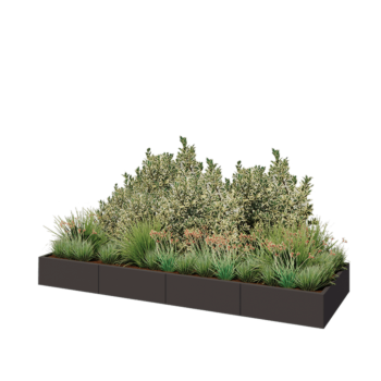 Tērauda puķu kaste XXL - Taisnstūris - 320 x 100 x 30 cm - Cita RAL krāsa - Ar pamatplati