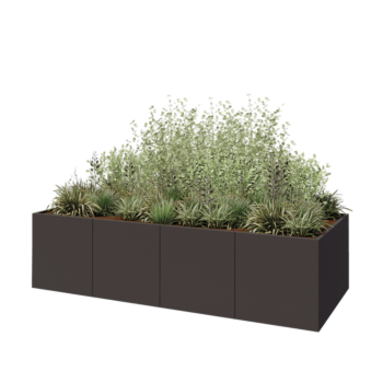 Tērauda puķu kaste XXL - Taisnstūris - 320 x 120 x 80 cm - Cita RAL krāsa - Ar pamatplati