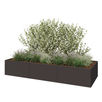 Tērauda puķu kaste XXL - Taisnstūris - 360 x 120 x 60 cm - Cita RAL krāsa - Ar pamatplati