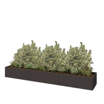 Tērauda puķu kaste XXL - Taisnstūris - 360 x 60 x 40 cm - Cita RAL krāsa - Ar pamatplati