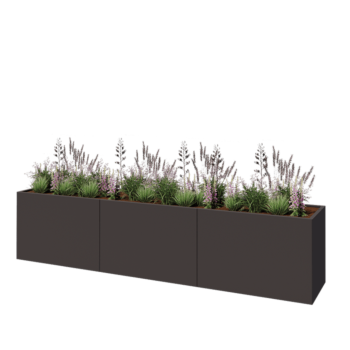 Tērauda puķu kaste XXL - Taisnstūris - 360 x 60 x 80 cm - Cita RAL krāsa - Ar pamatplati