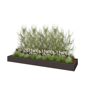 Tērauda puķu kaste XXL - Taisnstūris - 400 x 100 x 30 cm - Cita RAL krāsa - Bez pamatplates